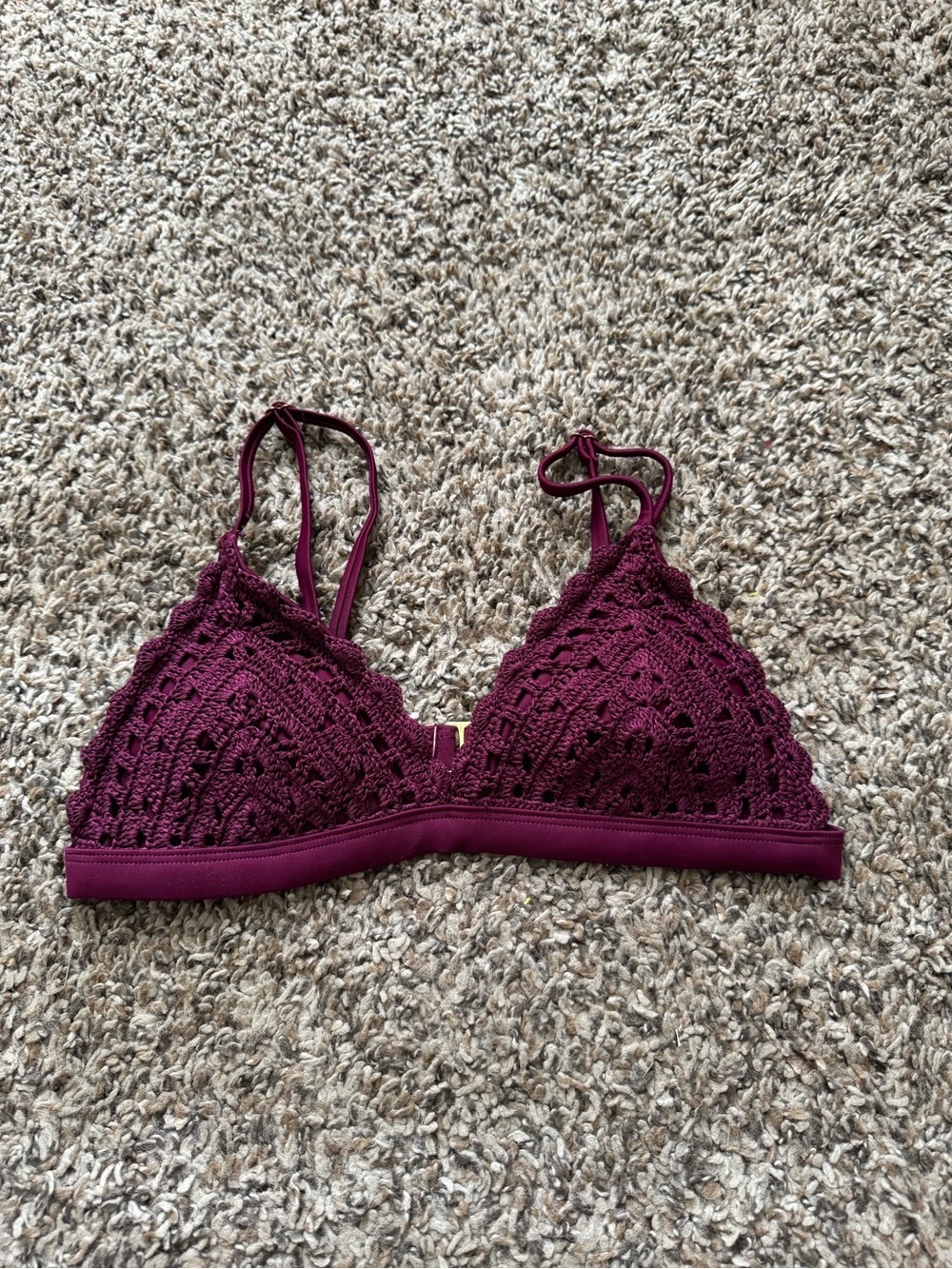 Xhilaration Crochet Triangle Bikini Top in Wine